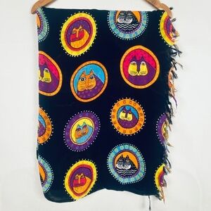 Laurel Busch Viscose Sarong scarf swim cover up wrap‎ 42" x 64" Cats Halloween